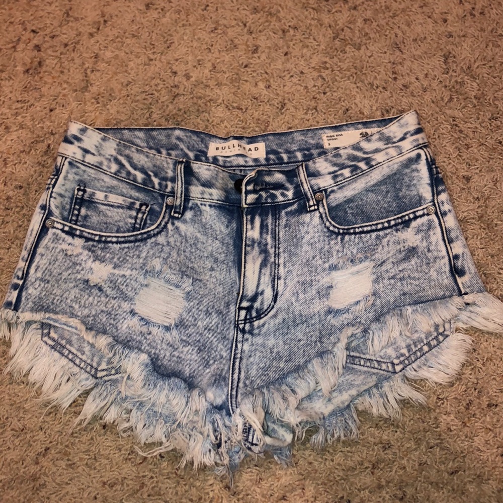 Light wash jean shorts
